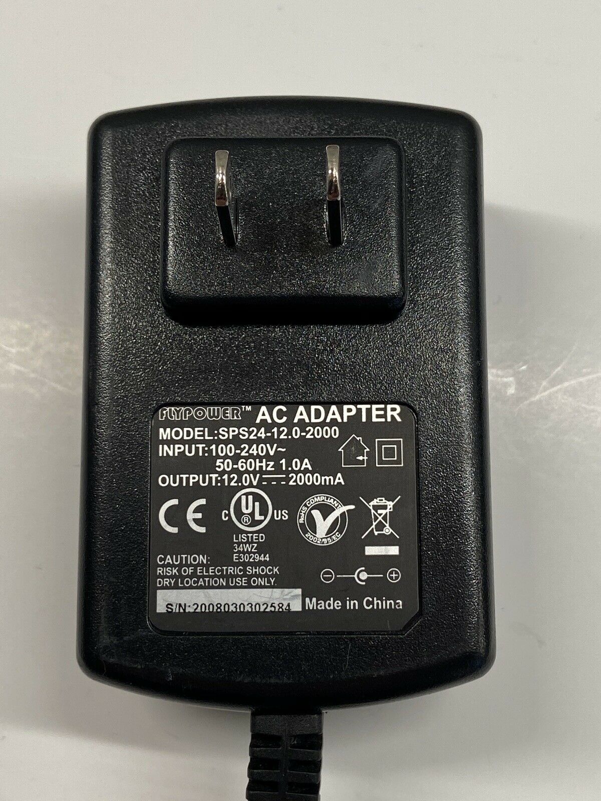 NEW Flypower 12V 2000mA AC Adapter SPS24-12.0-2000 power supply